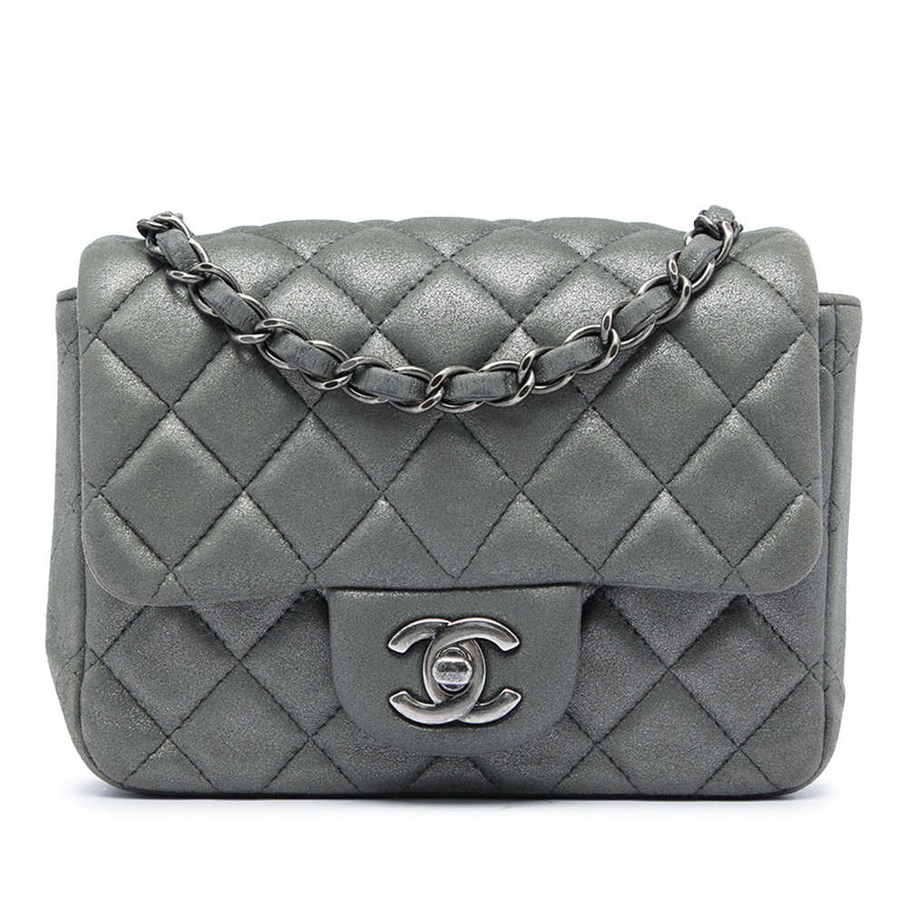 Pre-Loved Chanel Mini Square Classic Metallic Lambskin Single Flap